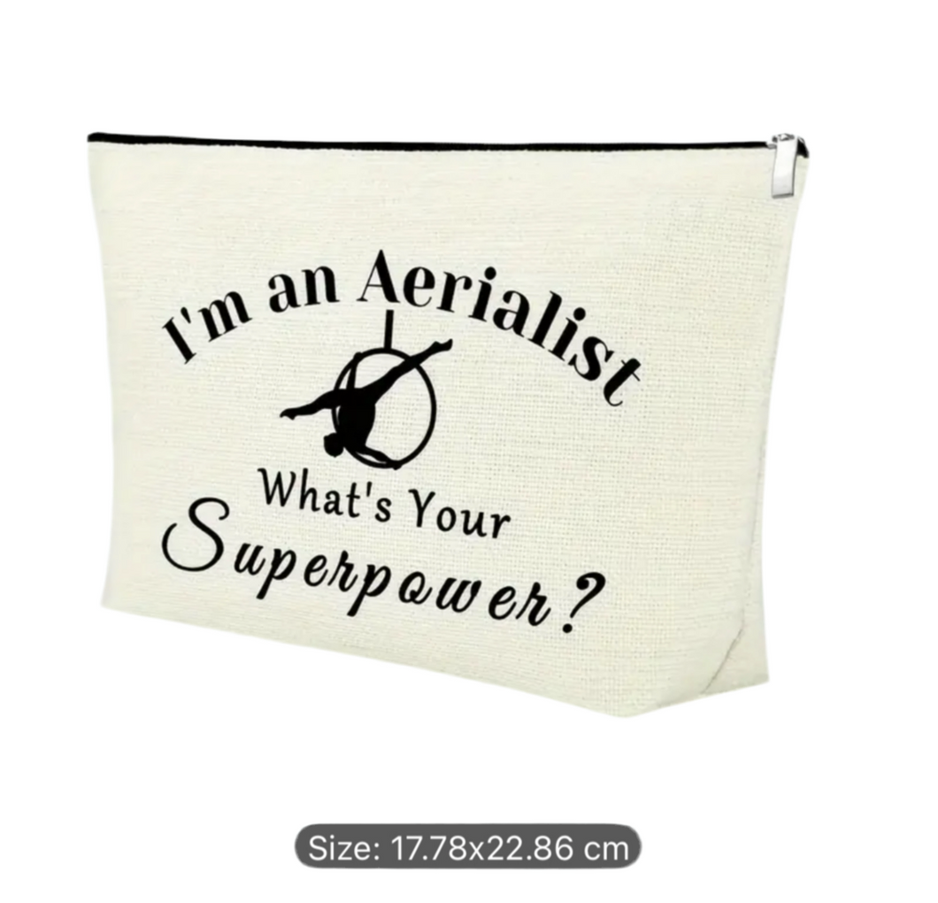 Zippered Aerialist Makeup Bag: Perfect Gift for The Gymnast in Your Life - Aerial Lyra Hoop Cosmetics Organizer.